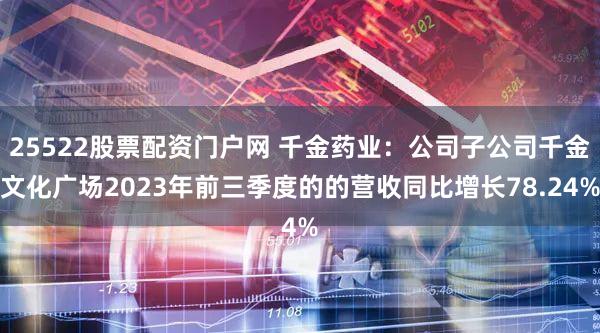 25522股票配资门户网 千金药业：公司子公司千金文化广场2023年前三季度的的营收同比增长78.24%