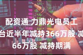 配资通 力鼎光电员工持股平台近半年减持366万股 减持期满