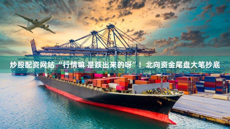炒股配资网站 “行情嘛 是跌出来的呀”！北向资金尾盘大笔抄底